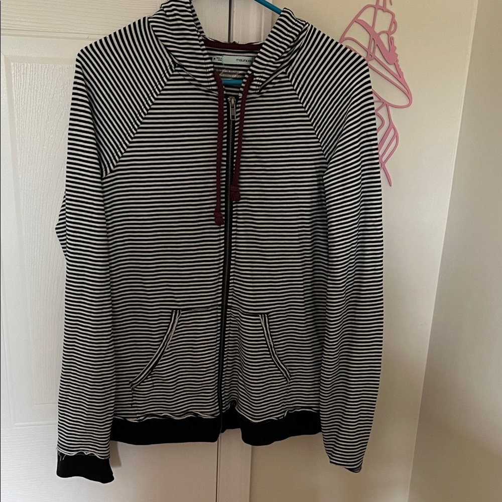 Maurices Black and White Striped Top